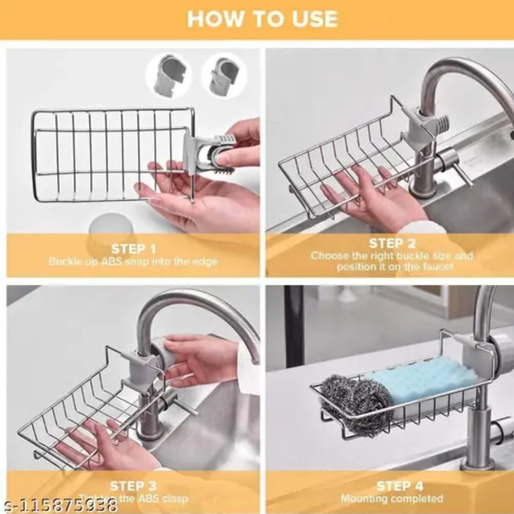Kitchen Sink Organiser Rack Soap Stand for Sink Sponge Holder