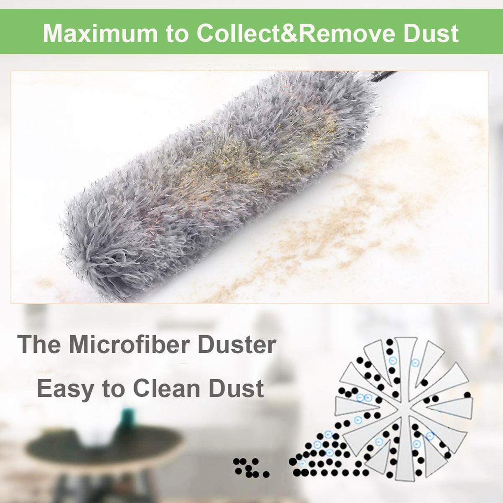 Microfiber Dusters Cleaning Telescoping Feather Duster Extendable Handle Pole Dusting Tools High Ceiling Fan Blinds Cobwebs Furniture Cars 100"