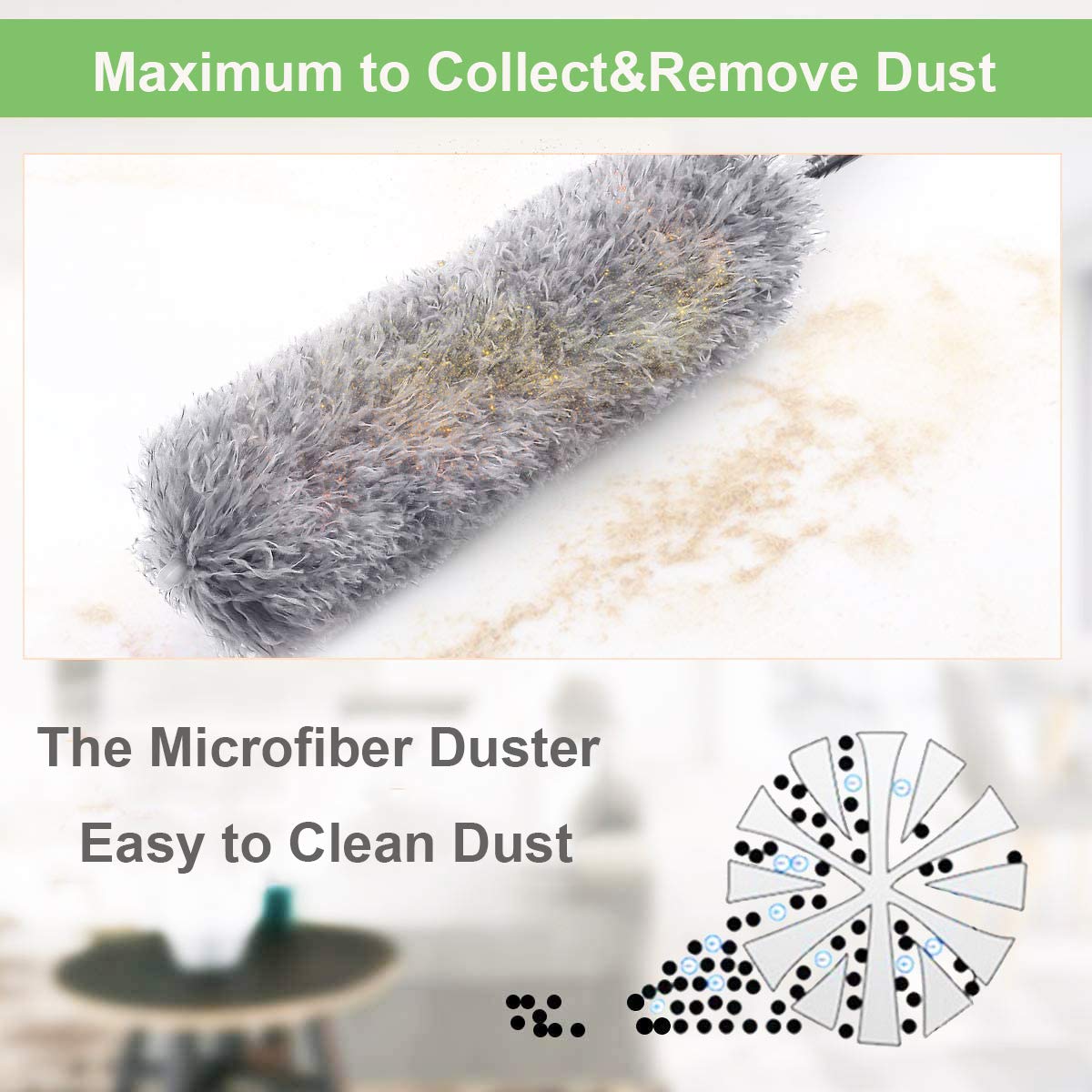 Microfiber Dusters Cleaning Telescoping Feather Duster Extendable Handle Pole Dusting Tools High Ceiling Fan Blinds Cobwebs Furniture Cars 100"