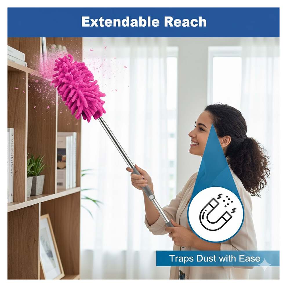 Extendable Microfiber Duster – For Fan & High Ceiling Cleaning | Velvet Wipe