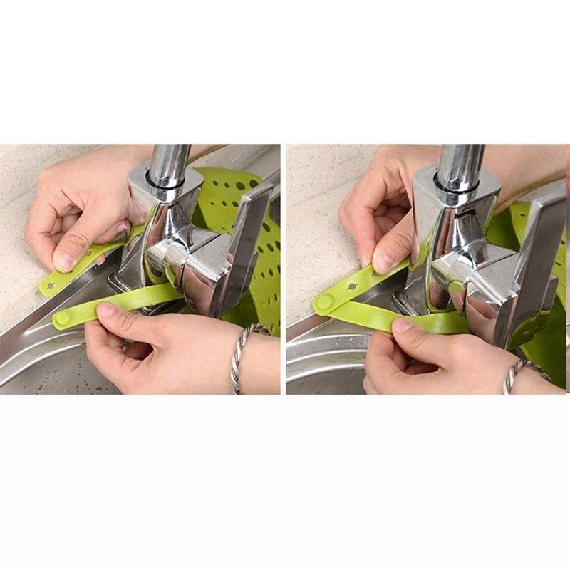 Adjustable Kitchen Bathroom Water Drainage Plastic Basketbag With Faucet Sink Caddy