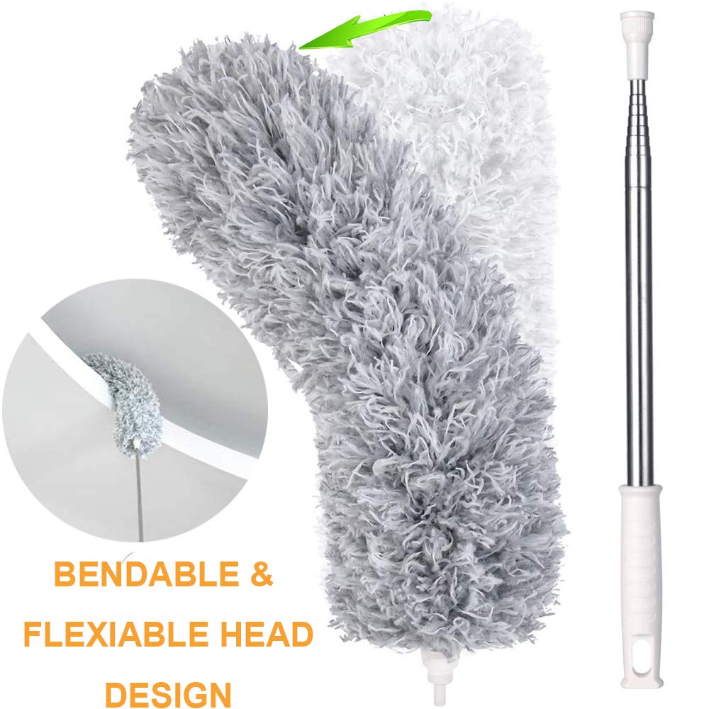 Microfiber Dusters Cleaning Telescoping Feather Duster Extendable Handle Pole Dusting Tools High Ceiling Fan Blinds Cobwebs Furniture Cars 100"